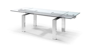 Stainless Steel & Glass Modern Conference Table or Executive Desk (Extends from 63" W to 98" W)