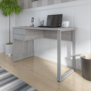 Petite 47" Office Desk in Platinum Gray with U-Shaped Metal Leg