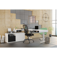 Load image into Gallery viewer, 71&quot; Variable-height Desk in Black and White with Credenza
