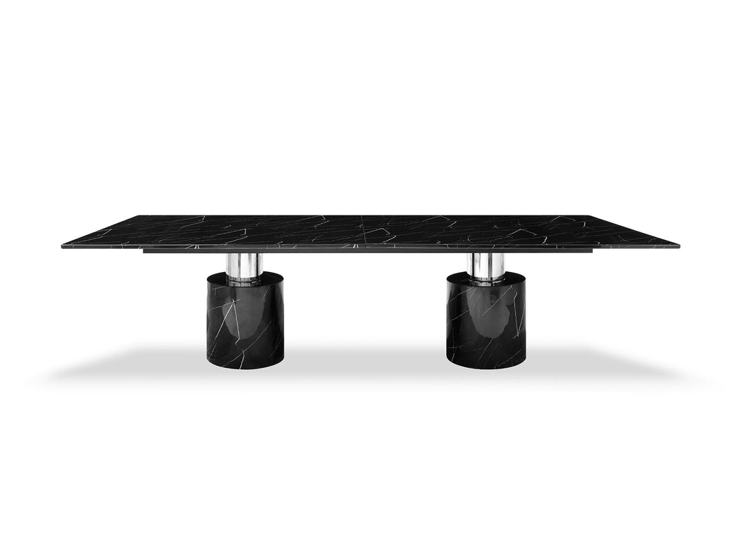 Modern 10-foot Black Marble & Stainless Conference Table