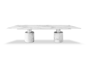 Modern 10-foot White Marble & Stainless Conference Table