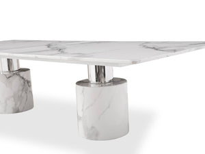 Modern 10-foot White Marble & Stainless Conference Table