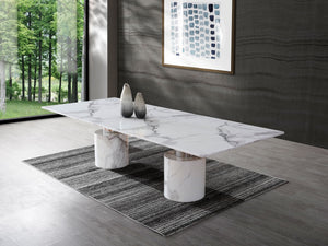 Modern 10-foot White Marble & Stainless Conference Table