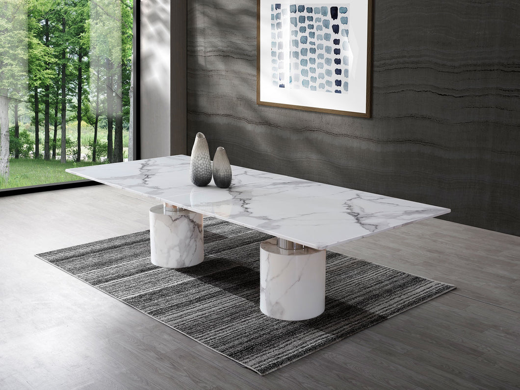 Modern 10-foot White Marble & Stainless Conference Table