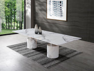 Modern 10-foot White Marble & Stainless Conference Table