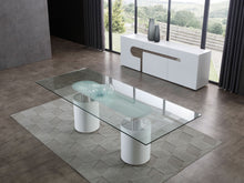 Load image into Gallery viewer, Modern 94&quot; Glass Conference Table with White Column Legs
