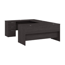 Load image into Gallery viewer, 65&quot; Executive U-Desk in Charcoal Maple
