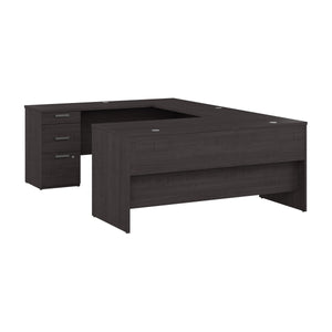 65" Executive U-Desk in Charcoal Maple