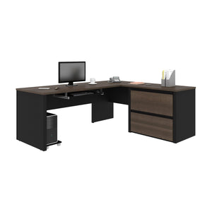 Antigua & Black 71" x 83" L-Shaped Desk with Oversized File Drawers