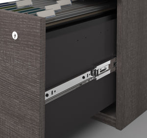 Modern Premium U-shaped Desk with Hutch in Bark Gray