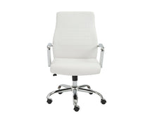 Load image into Gallery viewer, White Leather Mid-Back Office Chair with Chrome Base
