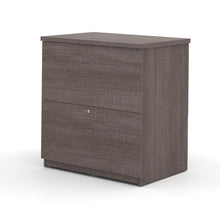 Load image into Gallery viewer, Standing Desk Set with Credenza and Hutch in Bark Gray and White
