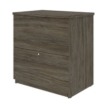 Load image into Gallery viewer, Elegant L-Shaped Bark Gray and White Office Desk with Storage

