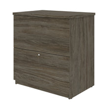 Load image into Gallery viewer, 71&quot; Walnut Gray and White Standing L-Shaped Desk
