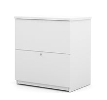 Load image into Gallery viewer, Unique White &amp; Deep Gray 56&quot; X 44&quot; Corner Desk with Credenza
