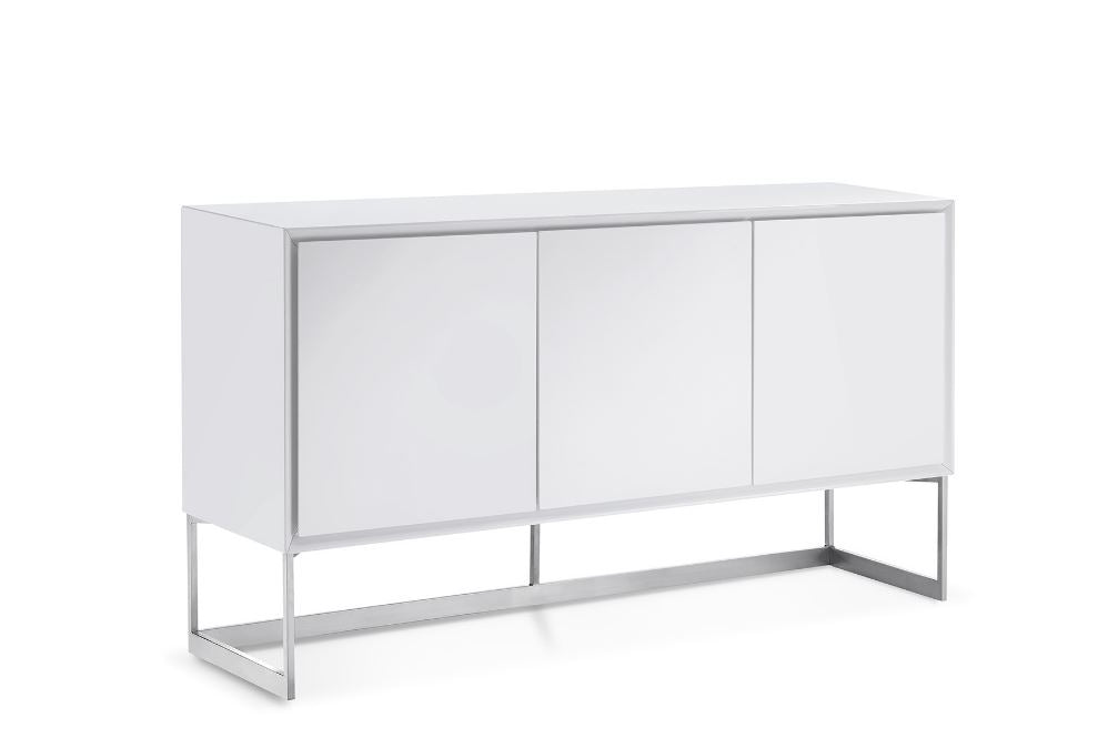 Modern Storage Credenza in High-Gloss White