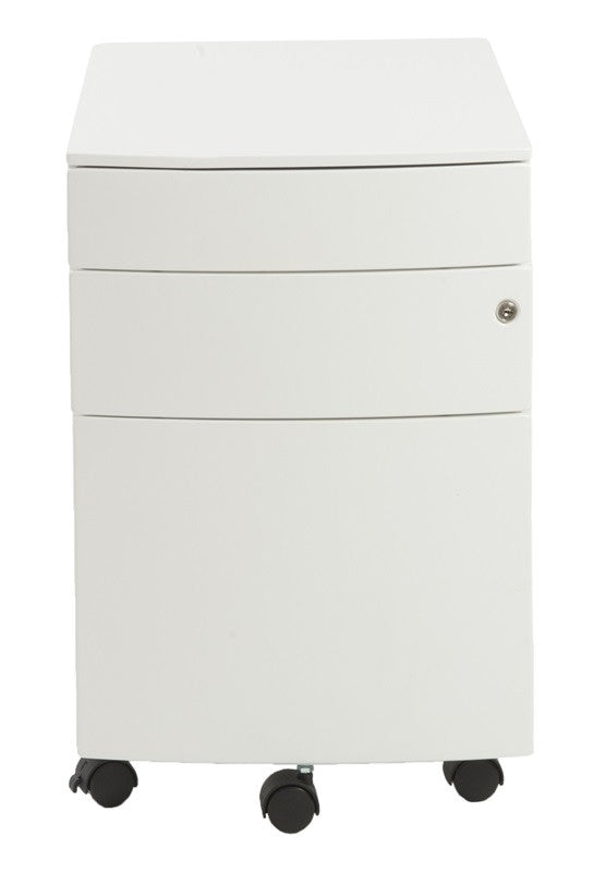 Modern Locking White File Cabinet on Premium Casters