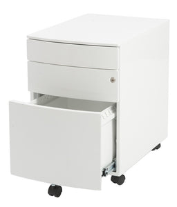 Modern Locking White File Cabinet on Premium Casters