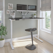 Load image into Gallery viewer, Black 59&quot; Adjustable Desk with Twin Monitor Arms
