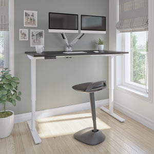 Black 59" Adjustable Desk with Twin Monitor Arms