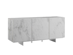 59" Credenza in Marbled White Glass