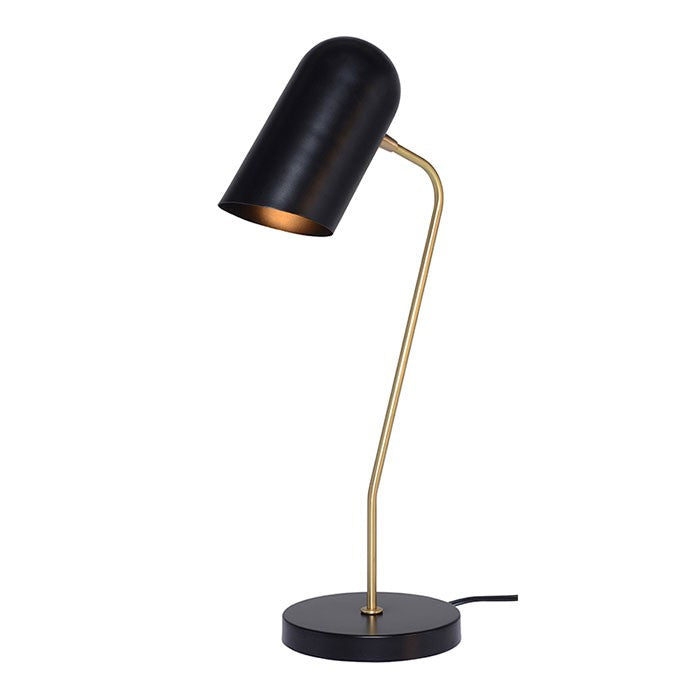 Modern Black Steel and Matte Brass Table Lamp