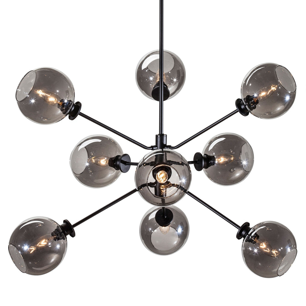 Contemporary Black Steel and Grey Glass Pendant Light
