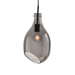 Elegant Pendant Light made from Grey Glass and Chrome Steel