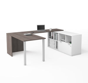 Executive U-Shaped 60" Desk in Bark Gray and White