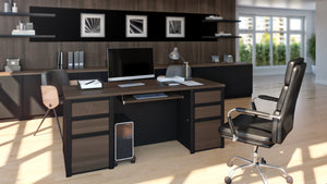 Executive Antigua and Black 71" Twin Pedestal Desk