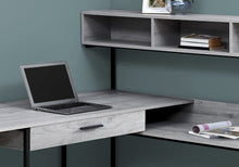 Load image into Gallery viewer, Gray &amp; Black Metal 59&quot; L-Shaped Corner Desk
