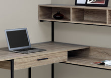 Load image into Gallery viewer, Taupe &amp; Black Metal 59&quot; L-Shaped Corner Desk
