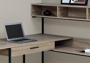 Taupe & Black Metal 59" L-Shaped Corner Desk