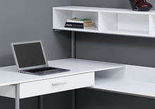 Load image into Gallery viewer, White &amp; Silver Metal 59&quot; L-Shaped Corner Desk
