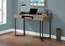 Load image into Gallery viewer, Compact 48&quot; Dark Taupe &amp; Black Metal Office Desk
