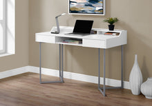 Load image into Gallery viewer, Compact 48&quot; White &amp; Silver Metal Office Desk
