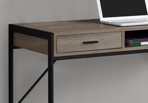 Compact Taupe & Black Metal Computer Desk w/ 2 Drawers
