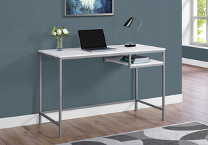 48" Computer Desk in White & Silver