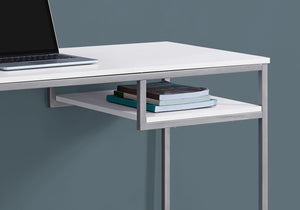 48" Computer Desk in White & Silver
