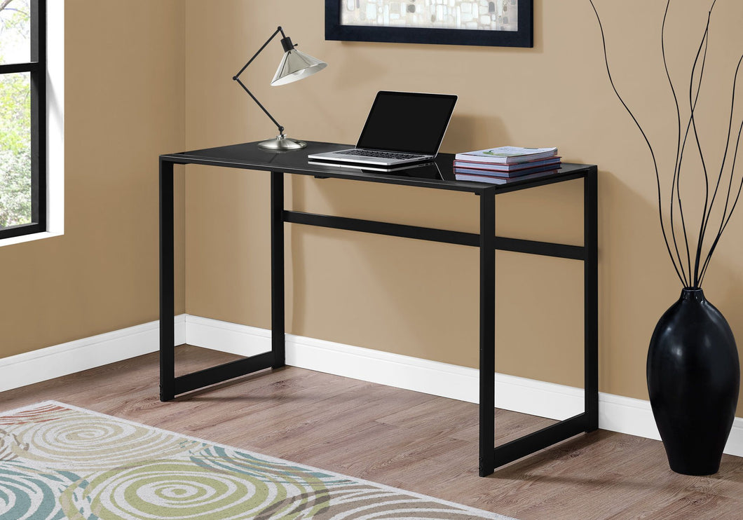 Black & Tempered Glass Computer Desk w/ Rectangular Design