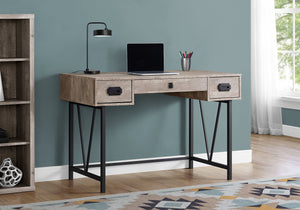 48" Vintage-Style Taupe Woodgrain Office Desk