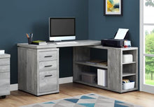 Load image into Gallery viewer, 60&quot; L-Shaped Office Desk in Grey Woodgrain

