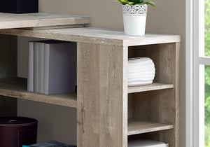60" L-Shaped Office Desk in Soft Taupe Woodgrain