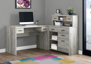 L-Shaped 63" Computer Desk in Grey Woodgrain