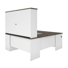 Load image into Gallery viewer, Modern U-shaped Desk with Hutch in White &amp; Walnut Gray
