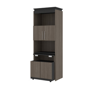 Bark Gray & Graphite 30" Collapsable Desk/Storage Cabinet with Hutch