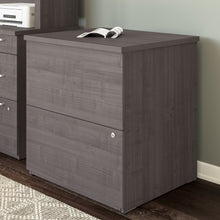 Load image into Gallery viewer, 65&quot; Three Drawer Desk in Charcoal Maple
