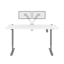 Load image into Gallery viewer, White 72&quot; Twin Monitor Desk with Adjustable Top
