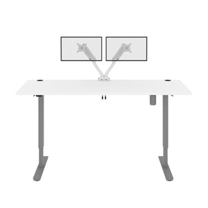 White 72" Twin Monitor Desk with Adjustable Top