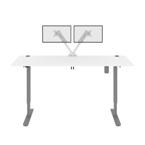 White 72" Twin Monitor Desk with Adjustable Top